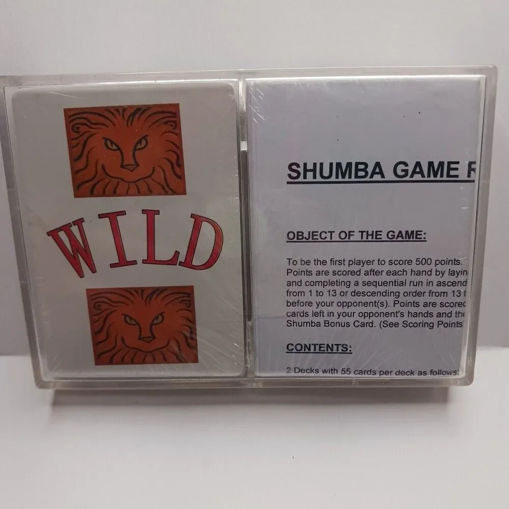 Shumba Card Game New in Hard Plastic Case 2 Decks Lion African Card Games Books